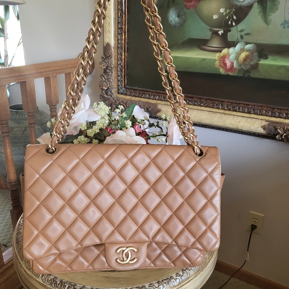 CHANEL Tan Quilted Crossbody Bag - Picture 1 of 8